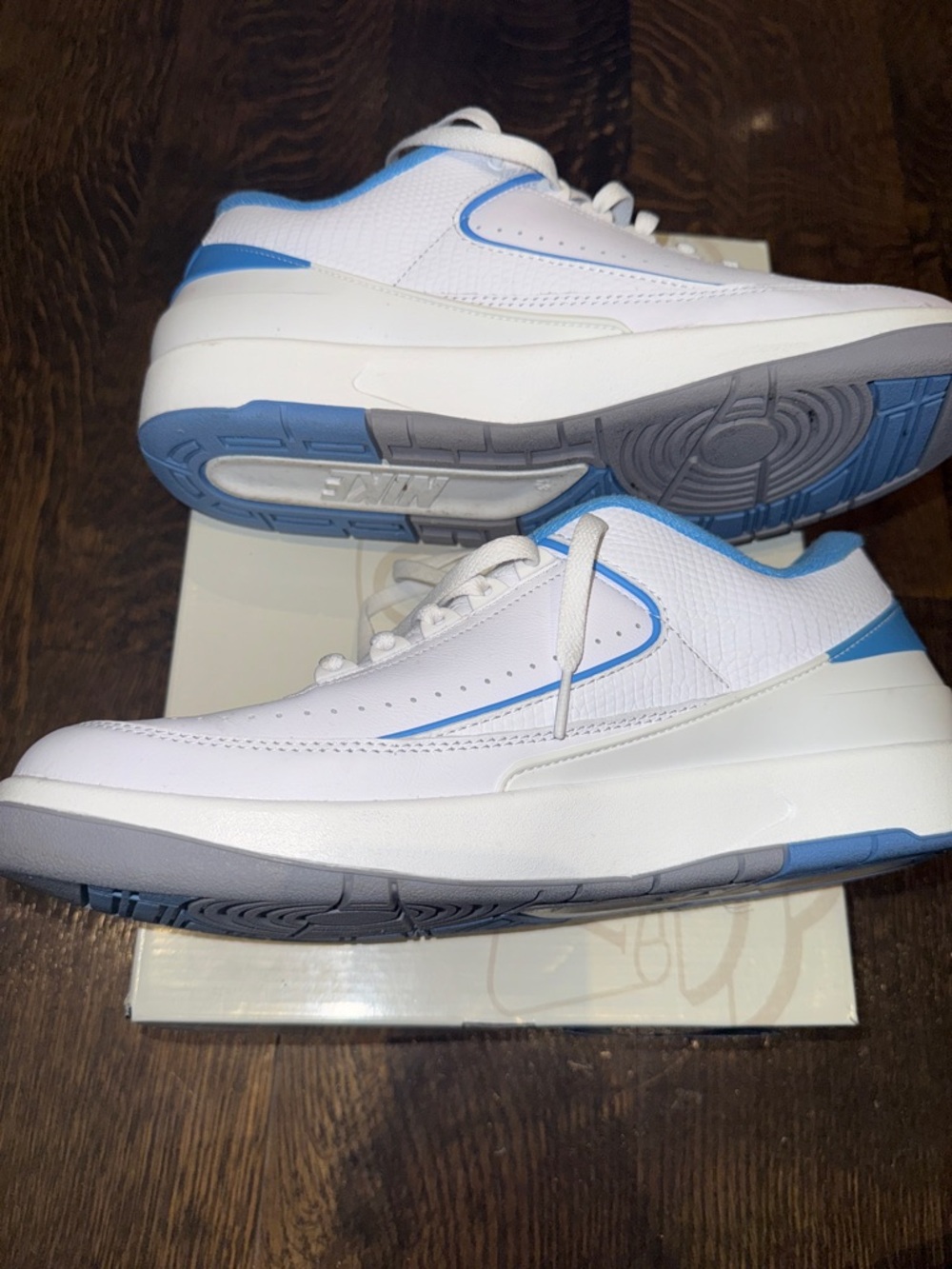 Air Jordan Low Top Sneakers in White and University Blue